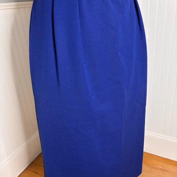 ROYAL BLUE GABERDINE  WOOL SKIRT YSL VARIATIONS - Picture 7 of 8